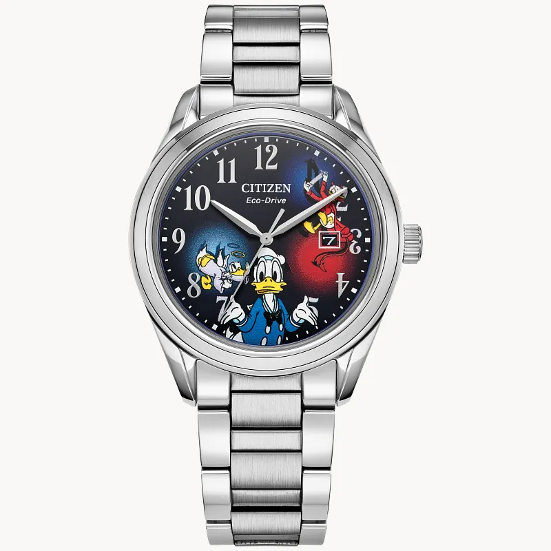 ぽんちゃん ドナルドダック 65thアニバーサリー リストウォッチ Feisty Donald Duck 90th Anniversary Blue Dial Stainless